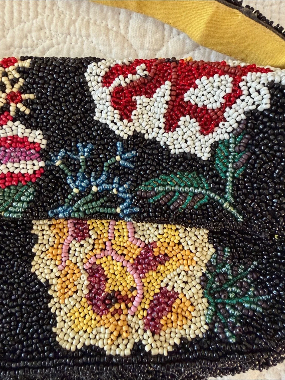 Anthropologie Black Beaded Floral Evening Bag